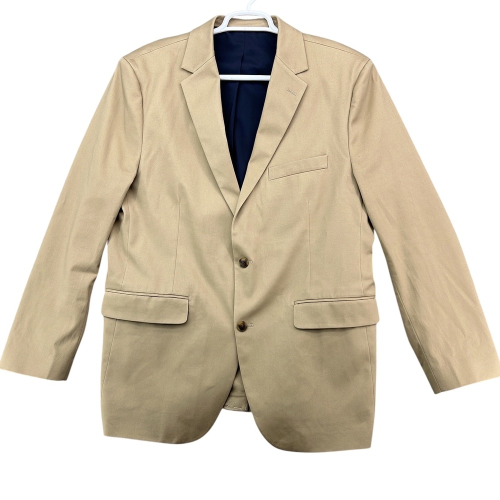 Fairlane Mens Khaki Blazer Jacket Size XL Cotton Spandex MGW30270 Two Button